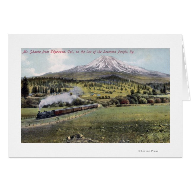Mt. Shasta and Southern Pacific Rail Hälsningskort (Framsidan Horizontal)