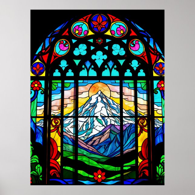 Mt. Shasta i nedfläckad glas Poster (Framsidan)