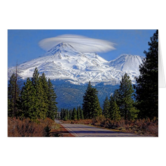 MT-SHASTA MED LINSFORMAT HÄLSNINGSKORT (Framsidan Horizontal)