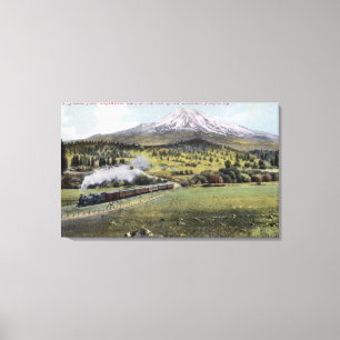 Mt. Shasta och sydlig Stillahavs- stång Canvastryck