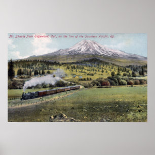 Mt. Shasta och sydlig Stillahavs- stång Poster
