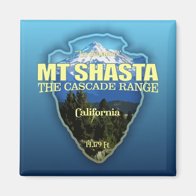Mt Shasta (pilhuvud) Magnet (Framsidan)