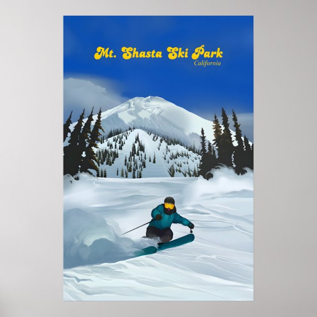 Mt Shasta Ski Park Skidort Reseskylt Poster (Framsidan)
