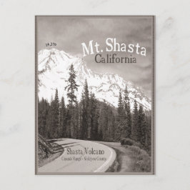 Mt Shasta Volcano Siskiyou Cascade bergsskala. Vykort