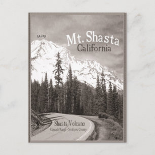 Mt Shasta Volcano Siskiyou Cascade bergsskala. Vykort