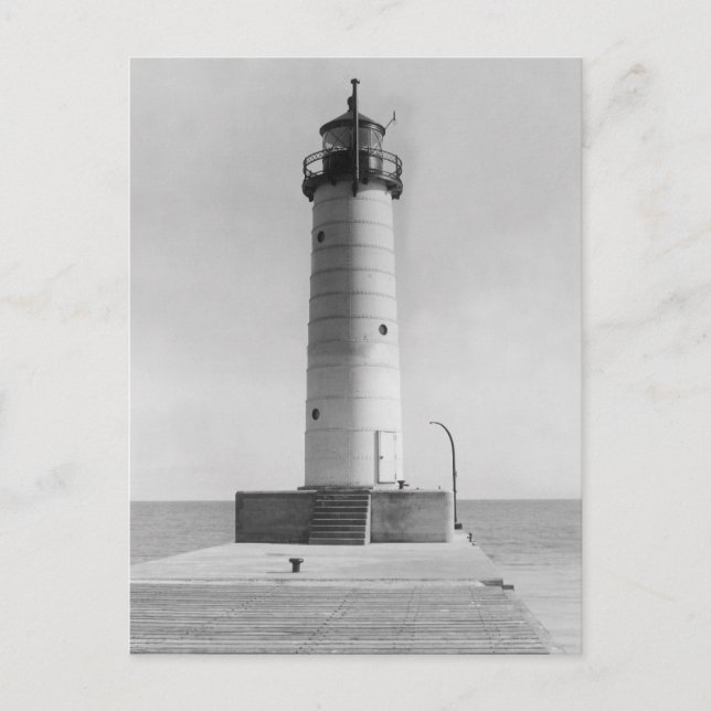 Mt. Sheboygan Pier Lighthouse, Wisconsin, 1915 Vykort (Framsida)
