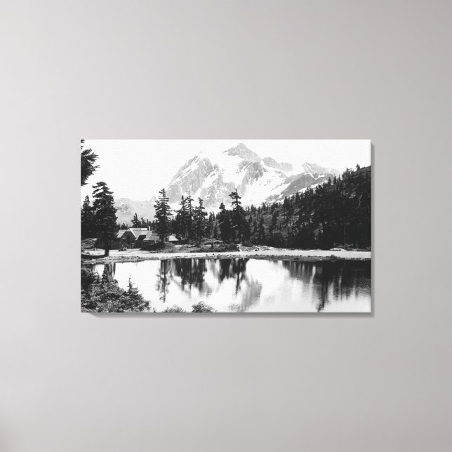 Mt. Shuksan och Mt. Baker Lodge Photograph Canvastryck (Framsida)