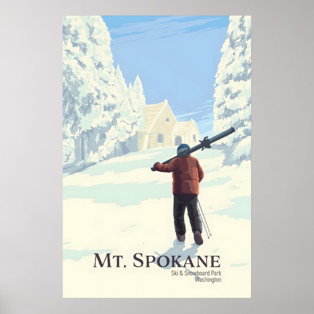 Mt Spokane Ski och Snowboard Park Washington Poster (Framsidan)