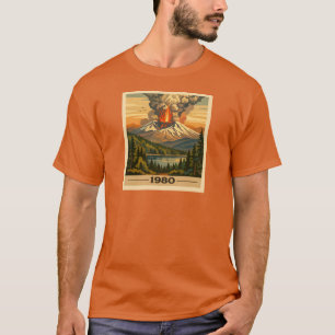 Mt St Helens 1980 Retro Eruption Landskap T Shirt