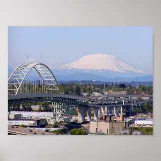 Mt St Helens & Fremont Bridge Poster