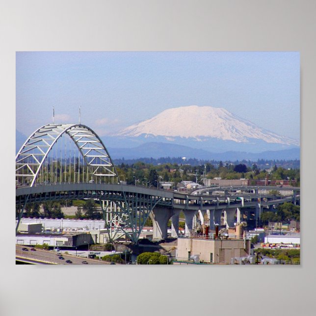 Mt St Helens & Fremont Bridge Poster (Framsidan)