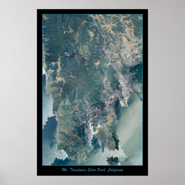 Mt. Tamalpais, Marin County CA Satellitavtryck Poster (Framsidan)
