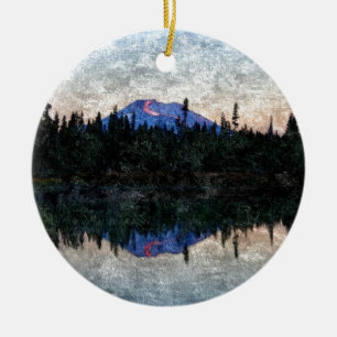 Mt-ungkarl, Oregon, på gryning Julgransprydnad Keramik