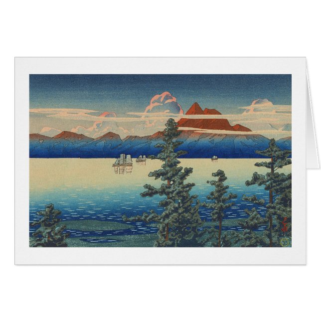 Mt Unzen i det Hizen landskapet, Hasui Kawase OBS Kort (Framsidan Horizontal)