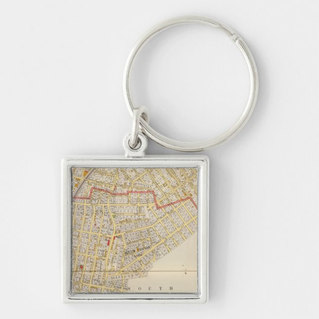 Mt Vernon Atlas Karta Fyrkantig Silverfärgad Nyckelring (Framsidan)