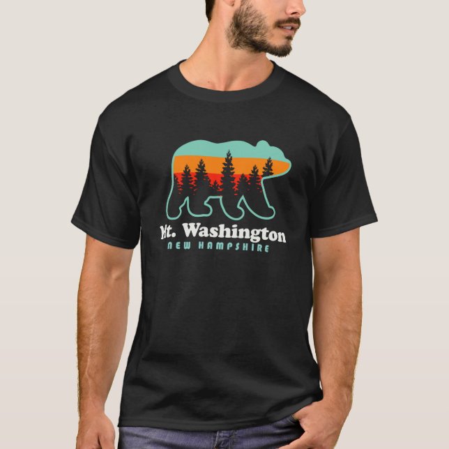 Mt Washington New Hampshire Mountains Hiking Bear T Shirt (Framsida)