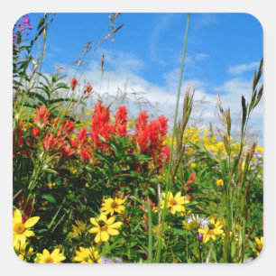 Mt. Wildblommor Fyrkantigt Klistermärke