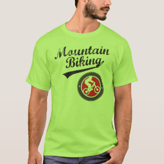 MTB-berg som cyklar Retro grafiskt, svart & rött T-shirt