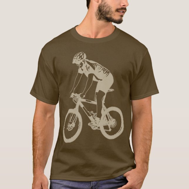 MTB-berg som solo cyklar silhouetten, solbränd T-shirt (Framsida)