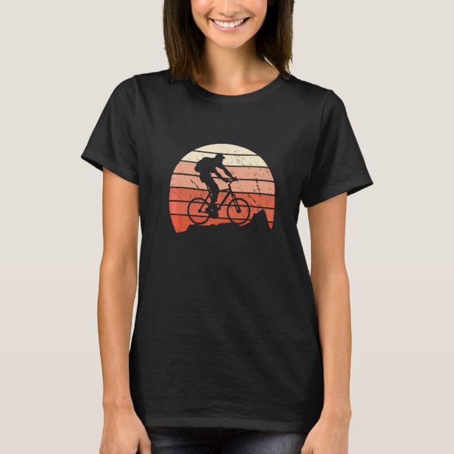 Mtb Biker Retro Classic Sunset Mountain Bike T Shirt (Framsida)