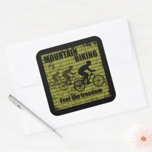 MTB Downhill Cyklist - Mountainbike Fyrkantigt Klistermärke