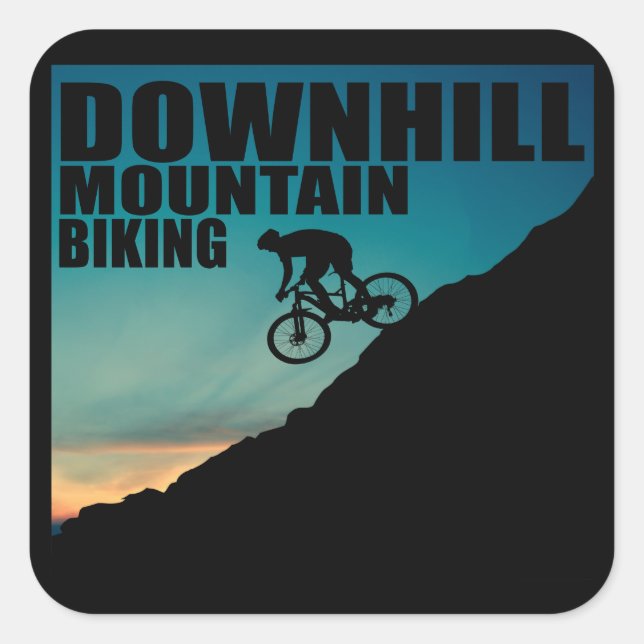 MTB Downhill Mountainbike Fyrkantigt Klistermärke (Framsida)