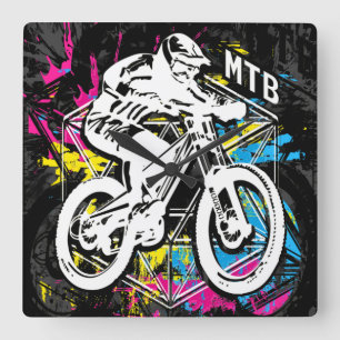 MTB Mountaincycle - MTB-väggklocka för Biker av be Fyrkantig Klocka