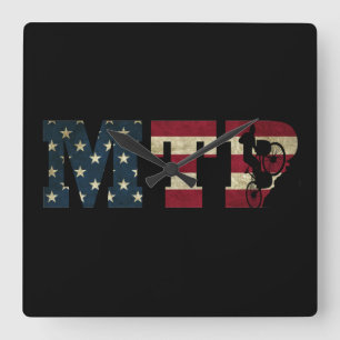 Mtb Patriotisk Vintage Amerikansk Flagga Mountainb Fyrkantig Klocka