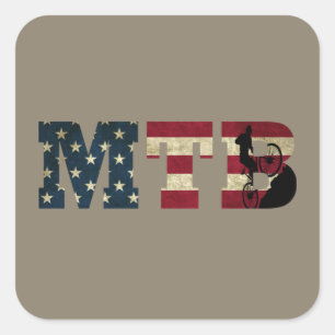 Mtb Patriotisk Vintage Amerikansk Flagga Mountainb Fyrkantigt Klistermärke