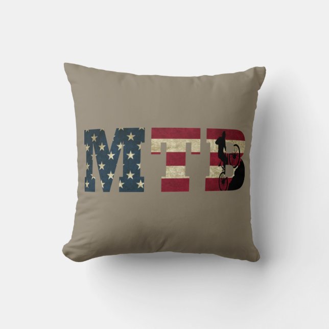 Mtb Patriotisk Vintage Amerikansk Flagga Mountainb Kudde (Framsida)