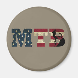 Mtb Patriotisk Vintage Amerikansk Flagga Mountainb Magnet