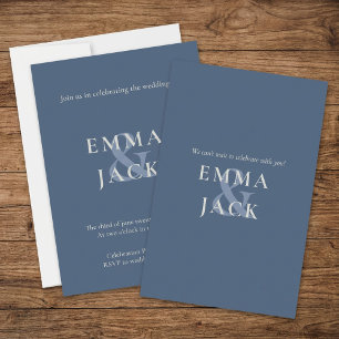 MTED Blue Minimal Wedding-inbjudan Inbjudningar