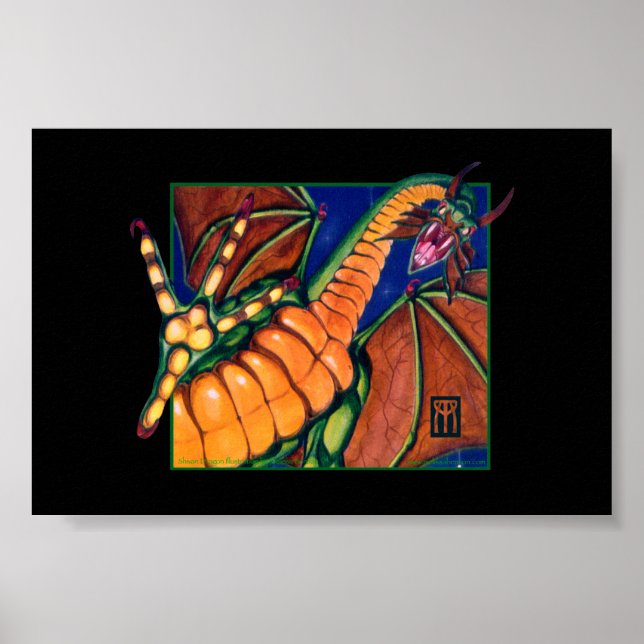 MtG Shivan Dragon skriver ut på svart Poster (Framsidan)