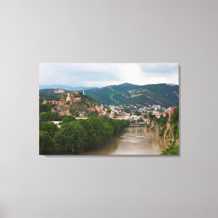 Mt'k'vari floden flyter, Tbilisi Canvastryck