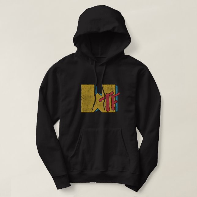 Mtv Logotyp WTF Distress Stil Hoodie (Design framsida)