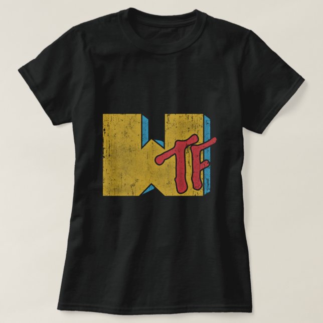 Mtv Logotyp WTF Distress Stil T Shirt (Design framsida)