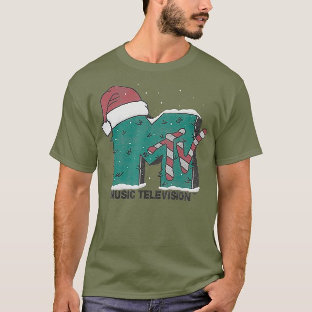 MTV Music Television Candy cane jul T Shirt (Framsida)