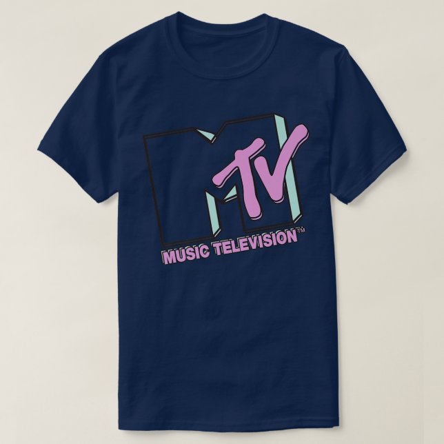 MTV Music Television Retro Ord Stack Front & Back T Shirt (Design framsida)
