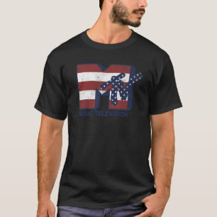 MTV Rött vitt blått American Flagga Stars Rand-log T Shirt
