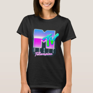 MTV Vaporwave-rutnät med neonretroestetik T Shirt