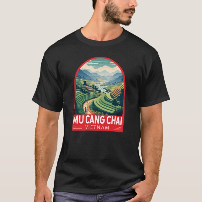 Mu Cang Chai Vietnam Travel Retro Emblem T Shirt (Framsida)