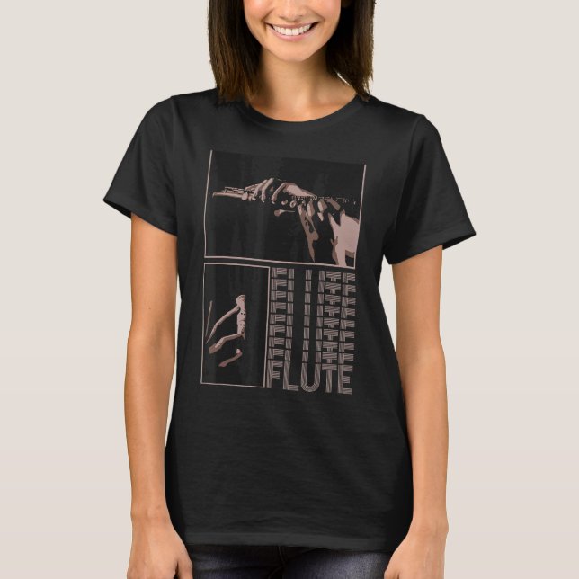 Mu för Aesthetic Retro Flutist Instrument Flute Pl T Shirt (Framsida)