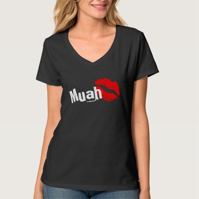 Muah red lipstick kiss valentine tee (Framsida)