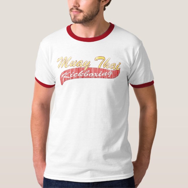 Muay bedrövade thailändska Kickboxing Tee Shirt (Framsida)