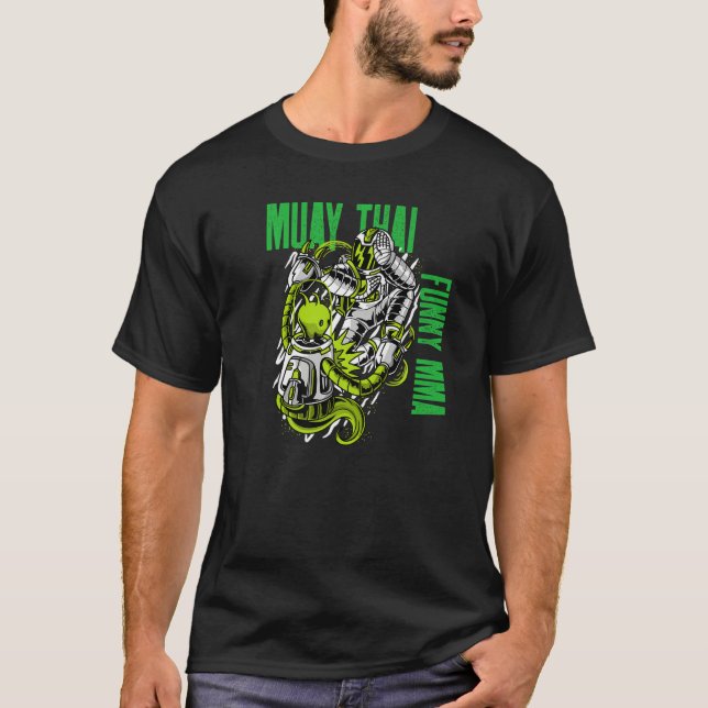 Muay Thai Alien Astronaut Fight, Mma, Kickboxing, T Shirt (Framsida)