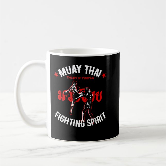 Muay Thai Art of Fighting Kickboxing Retro MMA Gym Kaffemugg (Vänster)