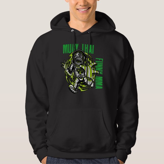 Muay Thai Astronaut Monkey, Space, Mma, Fighting Hoodie (Framsida)