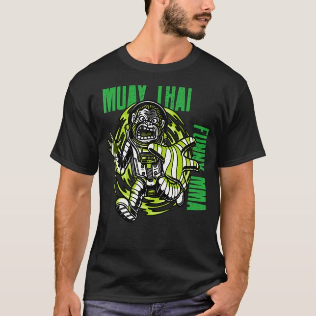 Muay Thai Astronaut Monkey, Space, Mma, Fighting T Shirt (Framsida)