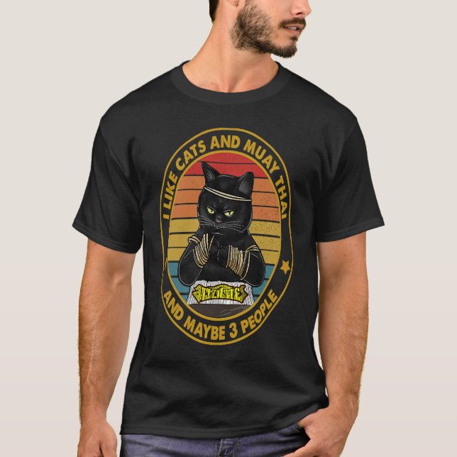 Muay Thai  Black Cat Kickboxing Thailand Boxing T Shirt (Framsida)