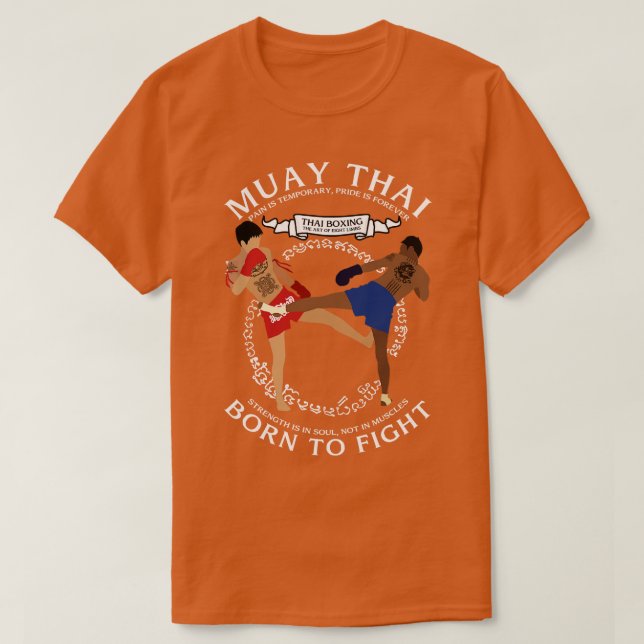 Muay Thai Born till Fight 4 T Shirt (Design framsida)